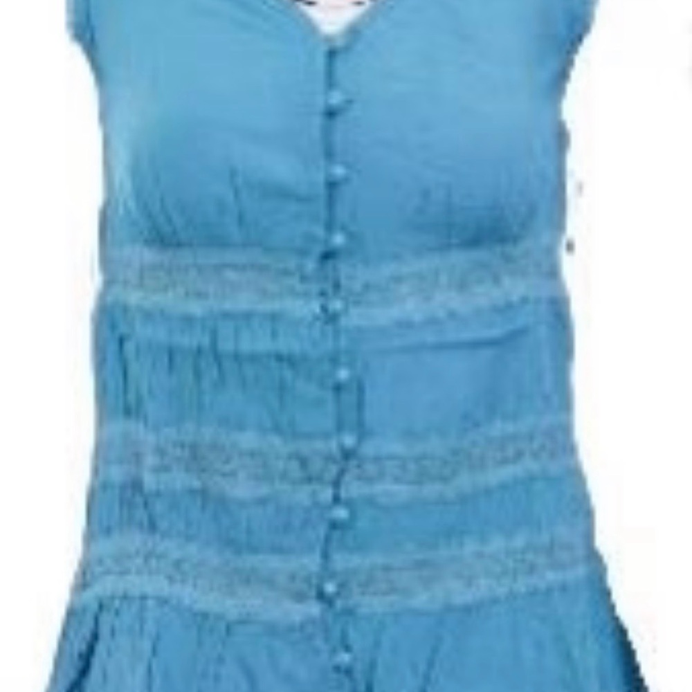 Dolce Cabo Aqua Blue Lace Detail Sleeveless Women's Top - New in Poly Seal